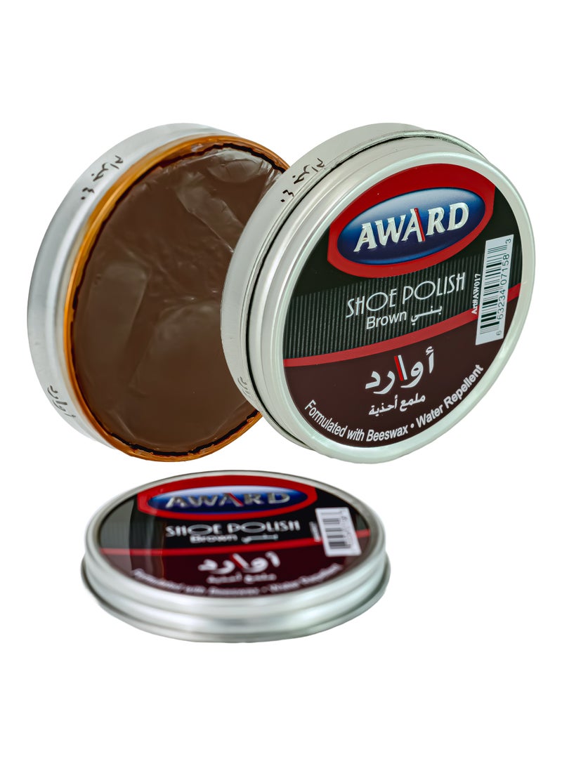 AWARD Shoe Polish Wax Tin Brown – 40 g (Pack of 2) | Quick Shine, Rich Brown Gloss for Leather Shoes & Boots - Image 1